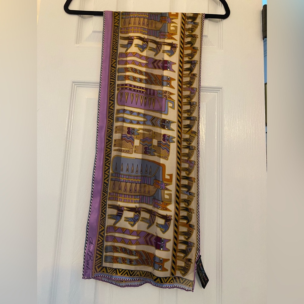 Laurel Burch Vintage 100% Silk Multicolor Celebrations Cat Scarf Maximalist